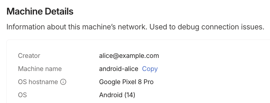 Updated machine page