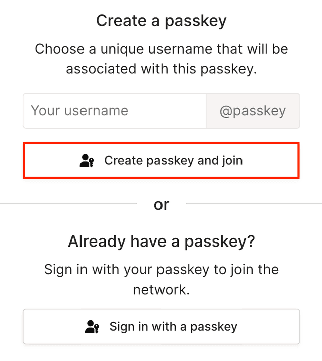 Create a new passkey.